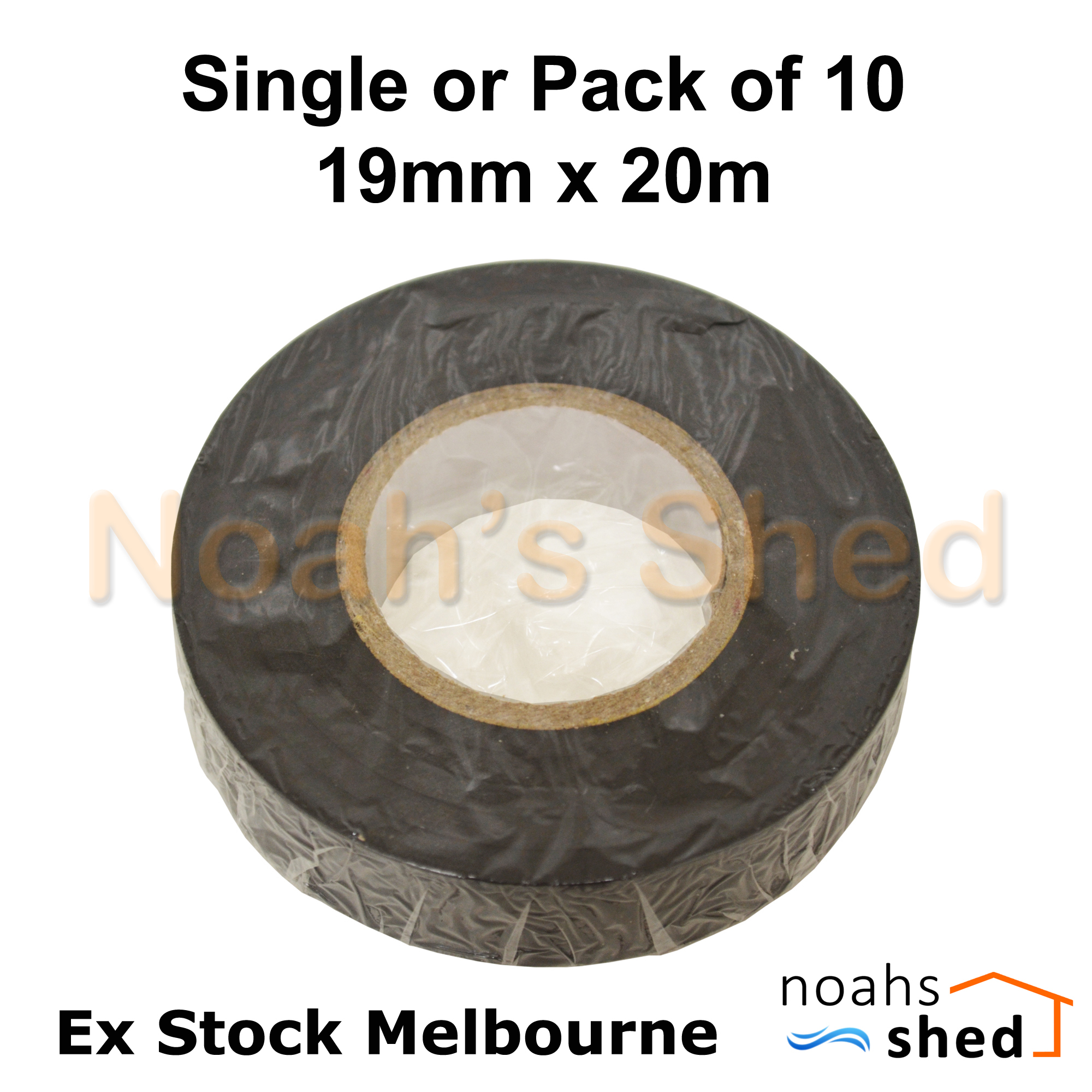 DIY Home Electrical Insulation PVC Tape Black 19mm x 20M Single or Bulk 10 Pack - Picture 1 of 2