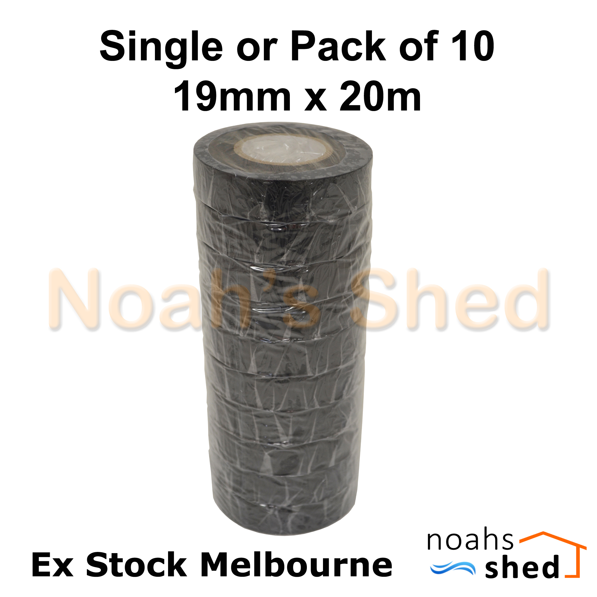DIY Home Electrical Insulation PVC Tape Black 19mm x 20M Single or Bulk 10 Pack - Picture 2 of 2
